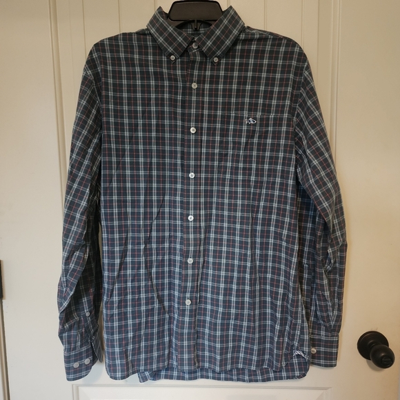 Fish Hippie Men's Blue Plaid Shirt Large - Picture 1 of 4